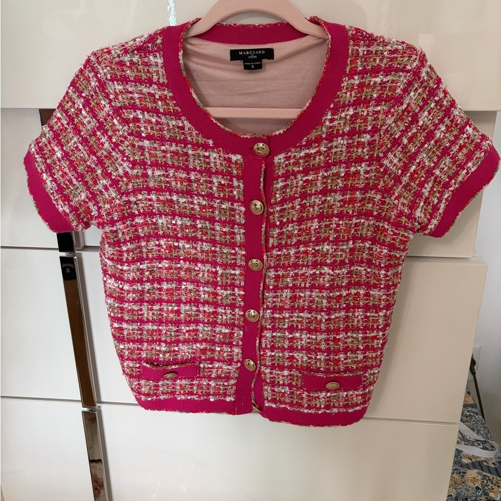Marciano Pink Tweed Women's Cardigan